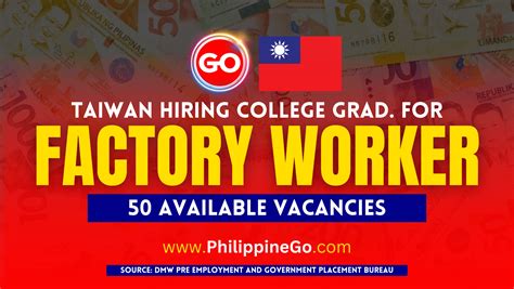 DMW PEGPB Hiring Factory Worker: 50 Vacancies until October .